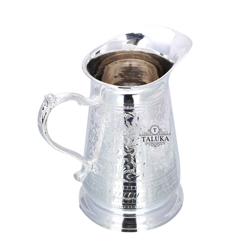 Brass Water Pitcher Jug - 1500 ML Capacity, 7.0" Height, 3.5" Diameter, Bronze Color, Embossed Finish, 900 Gram Weight