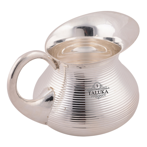 Brass Silver Plated Water Jug Bottom Belly - 1500 ml, 5" Height x 5" Diameter, Hand Made by Taluka Exports | Ideal for Home, Restaurant, Bars & Catering Services