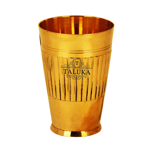Brass Water Glass - 4.5" Height, 3.3" Width, 400 ML Volume | Pure Brass Material, Golden Color, 285 Grams Weight