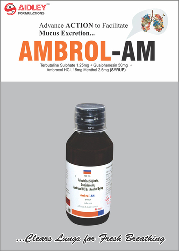 Liquid Cough Syrup- Ambroxol 15mg + Terbutaline 1.25mg +  Guaiphenesin 50mg + Menthol 2.5mg/5ml ( Syrup