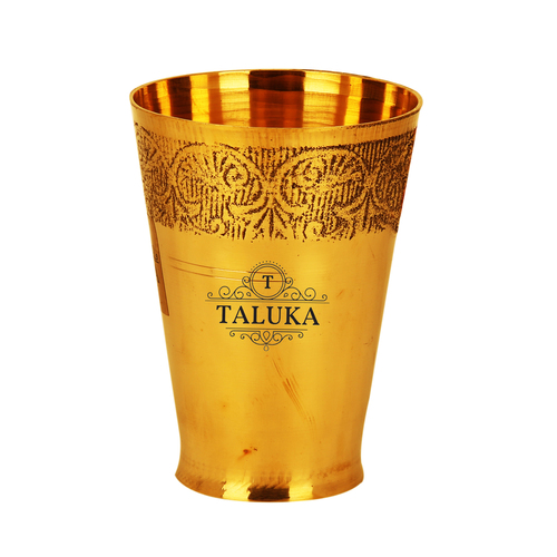 Brass Water Glass Flower Design - Pure Brass, 4.4" Height x 3.1" Width, Brass Gold, 350 ML Volume | Elegant Water Glass for Luxurious Dining
