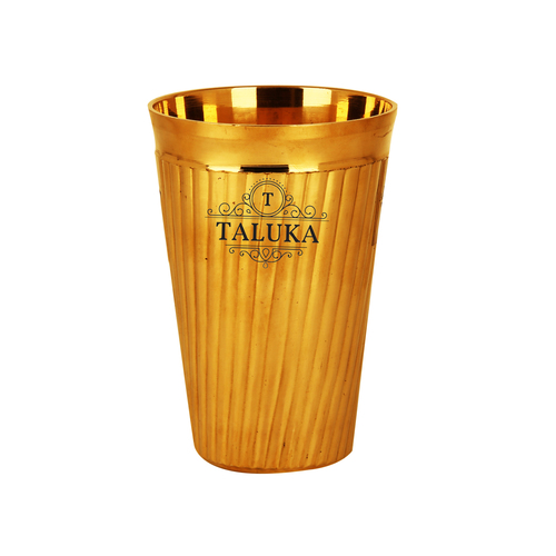 Brass Water Glass Liner Designer - Pure Brass Height: 4" Width: 2.5" Volume: 400 ML | Golden Color Weight: 235 Grams Perfect for Hydration