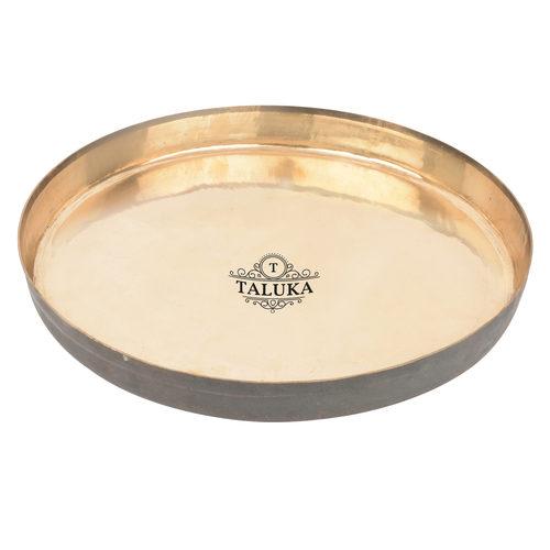 Brass Kansi Bronze Round Plate - 11.5" Diameter x 1.6" Height Gold Color 775 Grams Weight | Elegant Tableware for Special Occasions