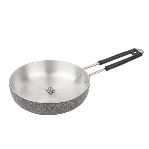 Aluminium Black Coated Frypan - 6.2 Inch Diameter, Silver | Heavy Gauge Aluminium, Dishwasher Safe, Deep Vessel Design, Sturdy Handle