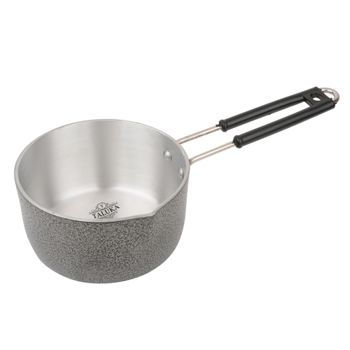 Aluminium Black Coated Saucepan - 16 cm Diameter 35 cm Length | Silver Color Deep Vessel Food Grade Easy to Wash Durable Design