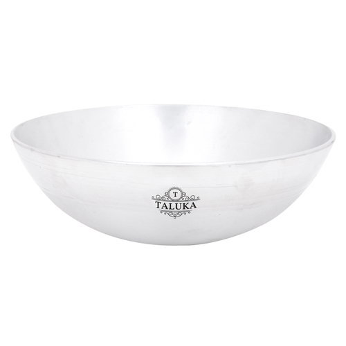 Aluminium Kadai Without Handle - Silver, 14.5" Diameter x 6.5" Height, 1000 ML to 20 Liter Capacity, 1150 Gram Weight, Unbreakable Design, Fast Heat Conduction