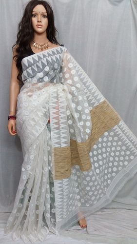 White Dhakai Jamdani Sarees