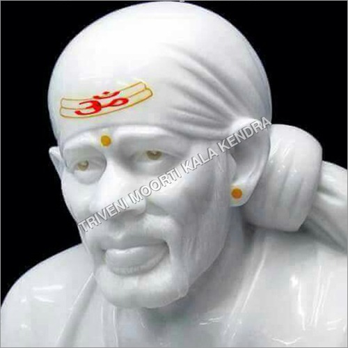 Marble Sai Baba Statue - Hand-Carved Marble, White | Intricate Details, Polished Finish, Spiritual Significance