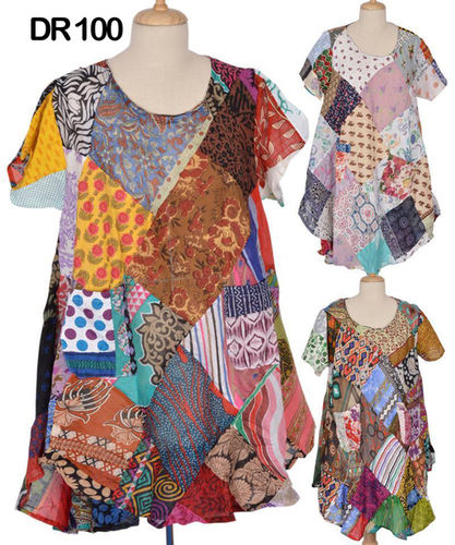 Multi Color Cotton Patchwork Womens Kaftan Dress Dr100