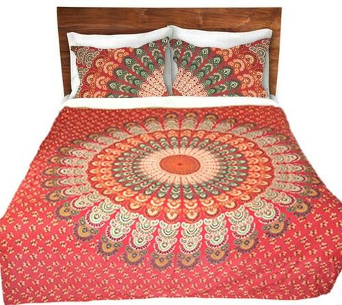 Double Bed Sheet Set - 100% Cotton 2286 x 2540 mm | Traditional Sanganeri Print Multi-Color Includes Two Pillow Covers