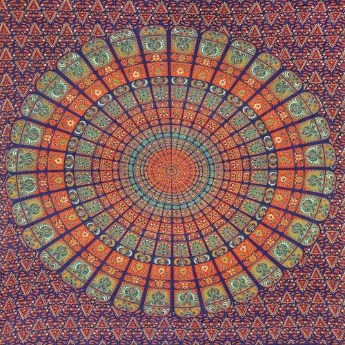 Mandala Cotton Tapestry Bedsheet - 100% Cotton, King Size 2286 x 2743.2 Inches, Red Colour | Pillowcase 18X27 Inches, Washable, Printed Pattern, 180 Thread Count