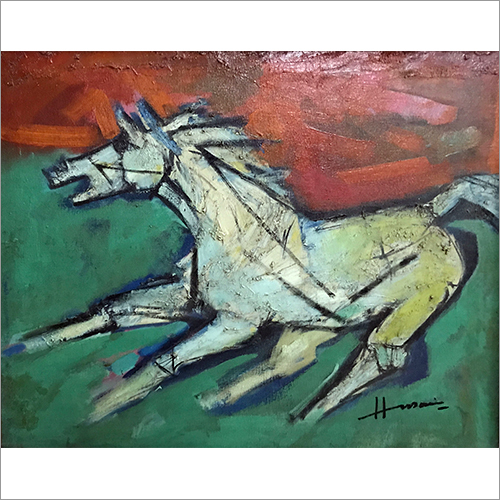 M.F. Husain - Horse Indicating Nationalism Size: 24 X 30
