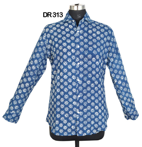 Multi Color 10 Cotton Hand Block Print Mens Shirt Dr313