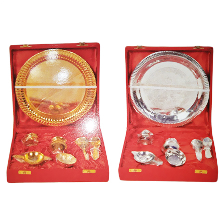 Pooja Thali in Both Silver and Gold Color