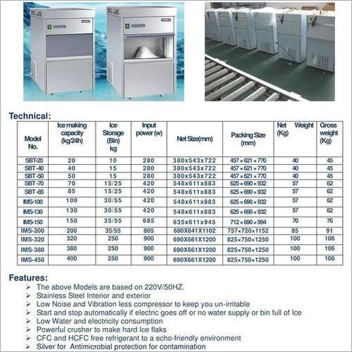 Ice Flaking Machine - Ice Making Capacity Up To 450kg/24h, 250kg Storage Bin | High Power Performance, Compact Design, Durable Build