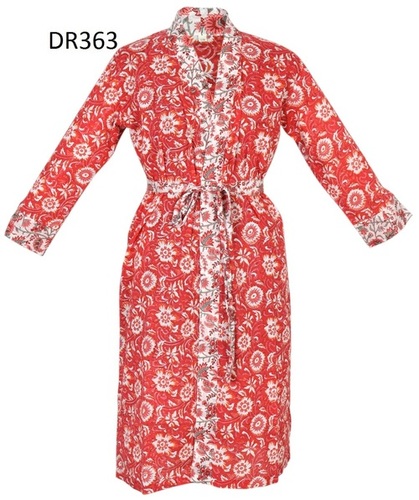 Multi Color 10 Cotton Hand Block Print Long Womens Kimono Robe Dr363