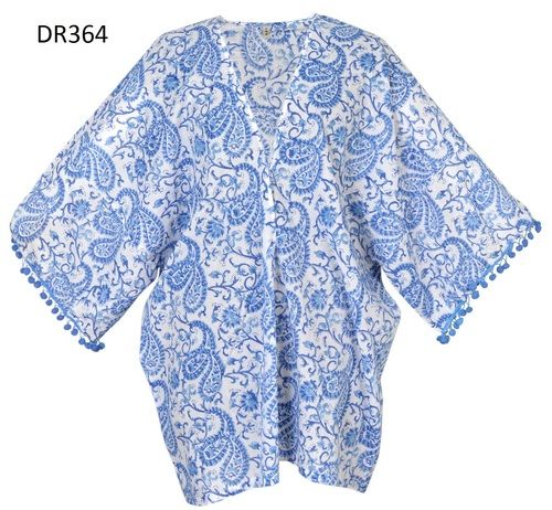 Multi Color 10 Cotton Hand Block Print Poncho Kaftan Dr364