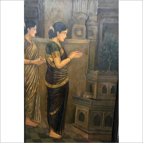 Worship Of Holy Tulsi Oil On Canvas