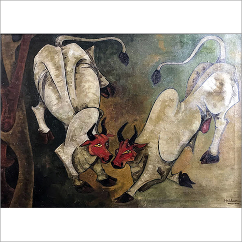 Bull Fighting Oil On Canvas