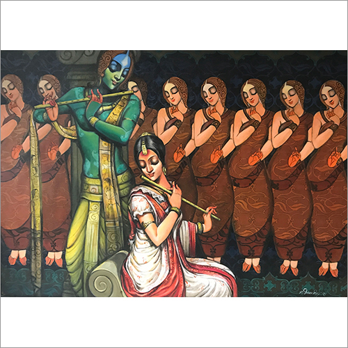 Krishna Radha Acrylic On Canvas