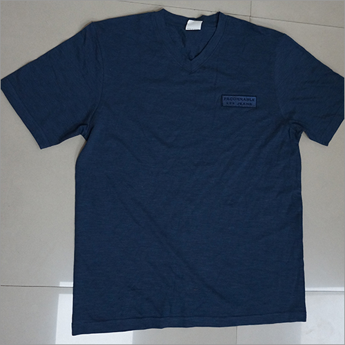 Fashion GRS - Cotton, Size M, Navy | Soft Fabric, Durable, Comfortable, Stylish, Versatile, Breathable, Pocket, V-Neck, Short Sleeve