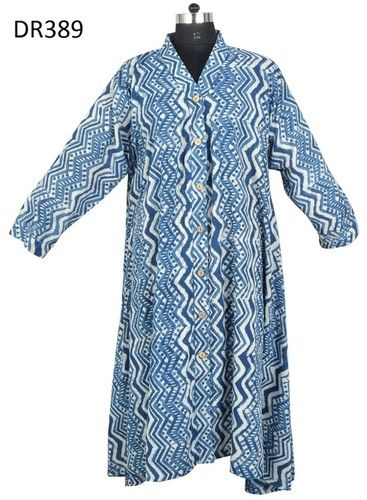 Multi Color 10 Cotton Hand Block Printed Long Womens Dress Dr389