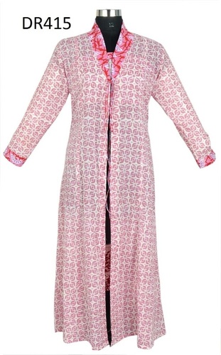 10 Cotton Hand Block Printed Long Womens Robe Dress DR415