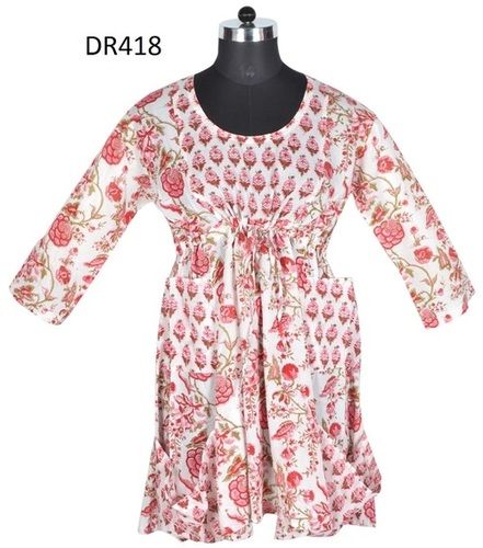 Multi Color 10 Cotton Hand Block Print Short Patchwork Dress Dr418