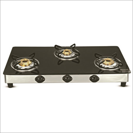 Three Burner Glass Top Square Gas Stove