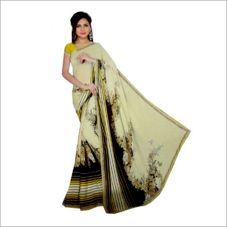 Ladies Synthetic Block Print Saree