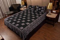 Block Printed Bed Sheet - 100% Cotton, King Size 2286 X 2743.2 Mm, Red Colour, 250 Thread Count, Washable, High Bulk Filling, No Shrinkage