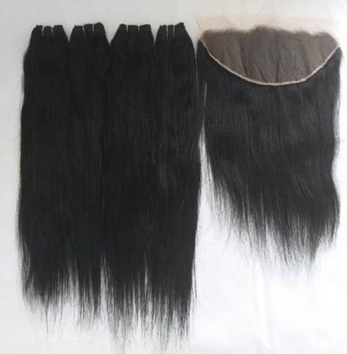 Natural No Tangle No Shedding Remy Virgin Straight Human Hair With Frontal