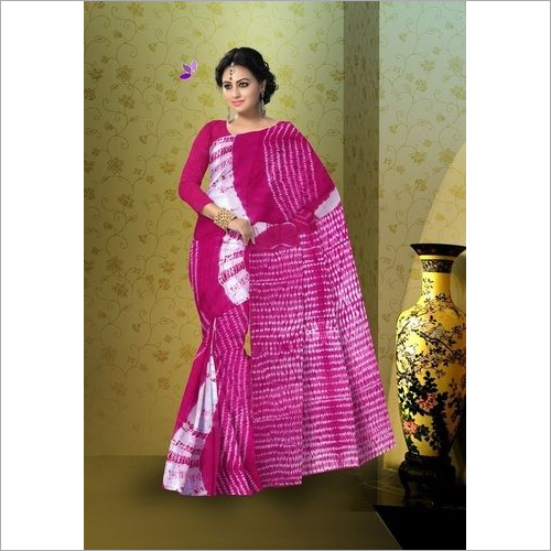 Shibori Print Cotton Mulmul Saree