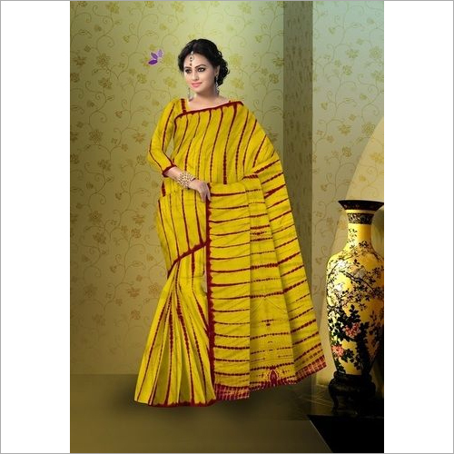 Shibori Print Cotton Mulmul Saree With Blouse