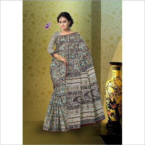 kalamkari Print Cotton Mulmul Saree