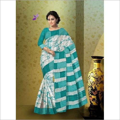 Batik Print Cotton Mulmul Saree with Blouse