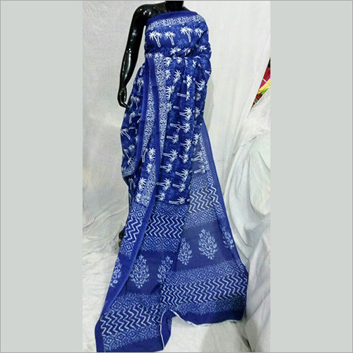 Blue Pure Cotton Saree