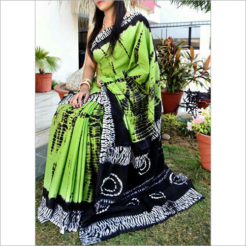 Indian Green And Black Cotton Saree