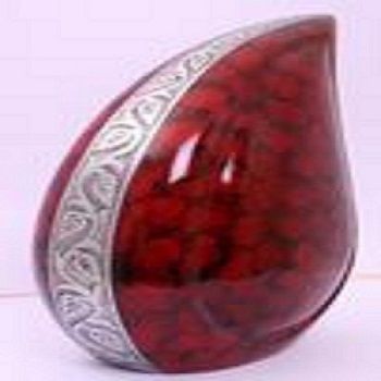 Red Clouded Teardrop Funeral Urn