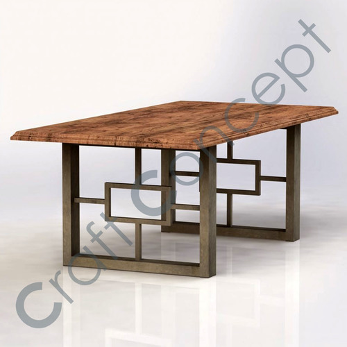 Classy Wooden Office Table - Metal & Mango Wood, Contemporary Design with Eco-Friendly Finish, No Assembly Required, Perfect for Indoor Use
