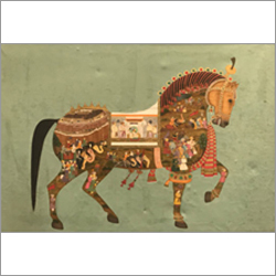 Mughal Horse Mineral Water Colour