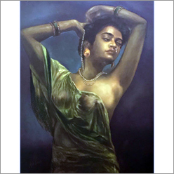 Ajit Soni - Tribal Beauty 30x20 inches | Oil on Canvas, Indian Style Artwork