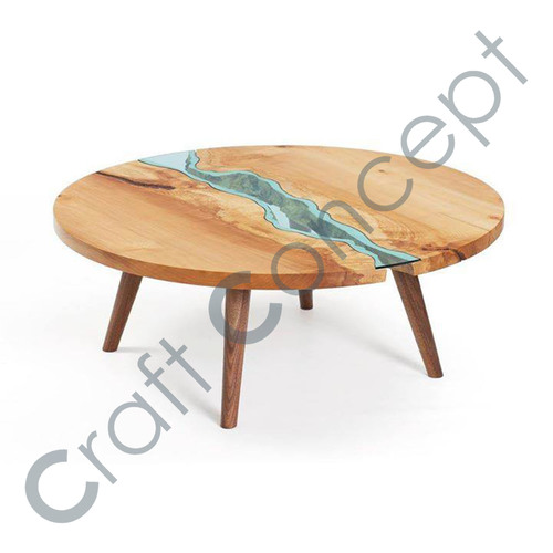 Round Wooden Glass Coffee Table No Assembly Required