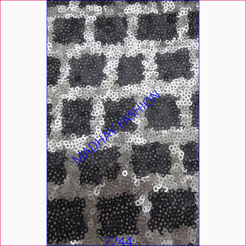 Light In Weight Luxurious Black And Silver Sequin Embroidery Work Fabric For Special Occasions