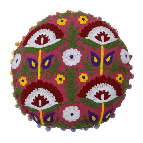Round Embroidered Suzani Cushion