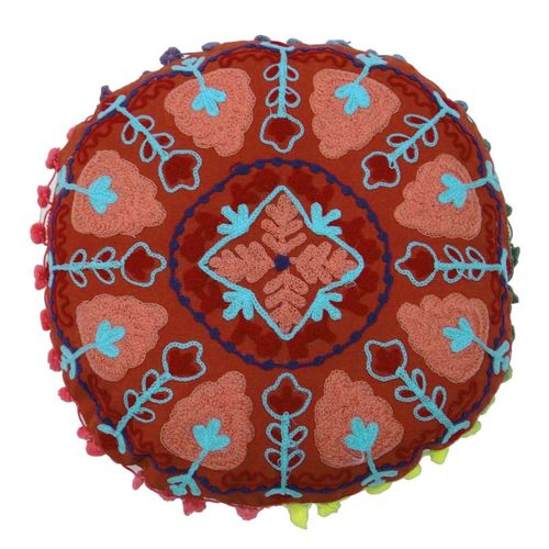 Round Suzani Decorative Cushion Cover