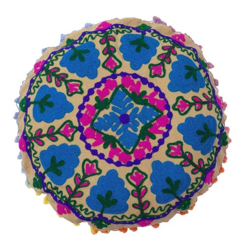 Multi Color Embroidered Round Suzani Cushion