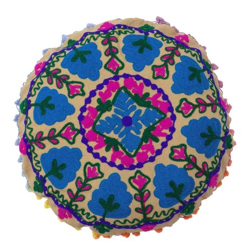 Embroidered Round Suzani Cushion