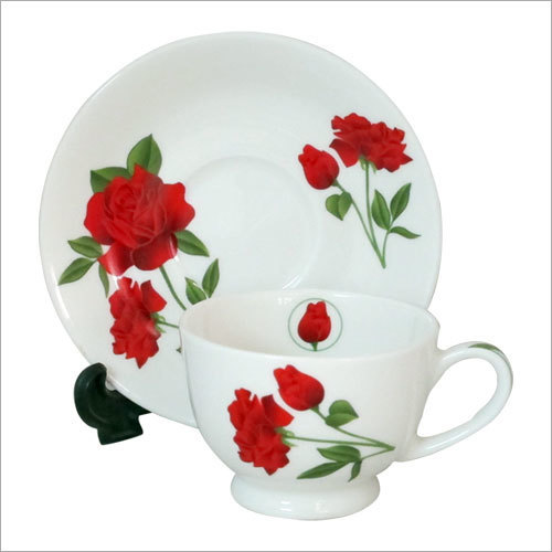 Floral design Printing on Cup Saucer By PRINT MANN INDIA