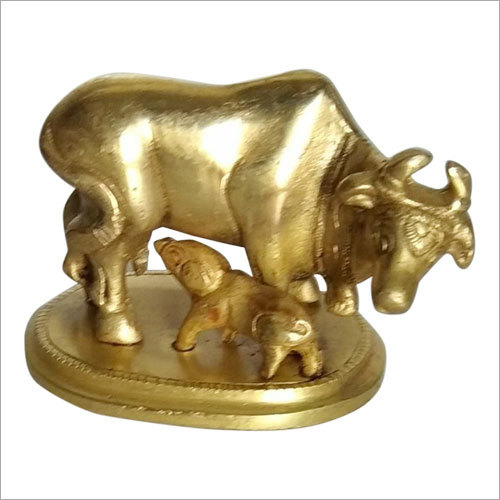 Cow With Calf Brass Statue